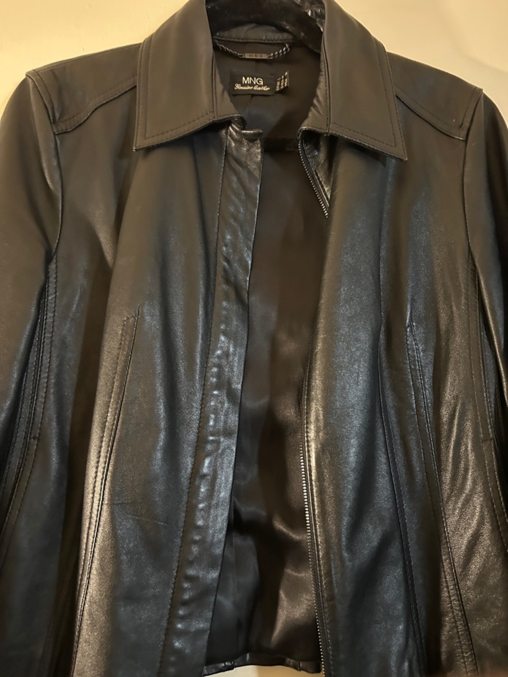 MNG Black Leather Jacket for Women